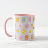 Schattige Easter Painted Egg Pattern Roze Naam Mok (Links)