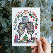 Schattige Eat Dink Be Merry Pickleball Christmas K Feestdagen Kaart