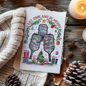 Schattige Eat Dink Be Merry Pickleball Christmas K Feestdagen Kaart