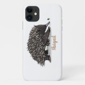 Schattige echidna met bij cartoon illustratie Case-Mate iPhone case (Achterkant)