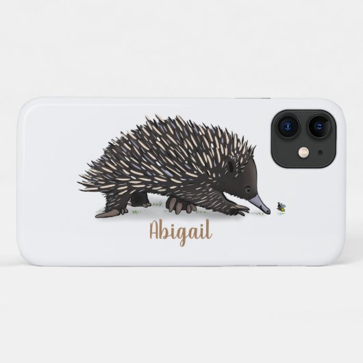 Schattige echidna met bij cartoon illustratie Case-Mate iPhone case (Achterkant (horizontaal))