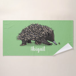 Schattige echidna met bij cartoonillustratie bad handdoek
