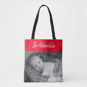 Schattige edel baby, rode en witte foto's tote bag (Voorkant)