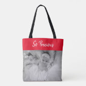 Schattige edel baby, rode en witte foto's tote bag (Achterkant)