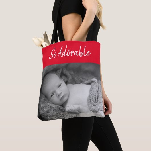 Schattige edel baby, rode en witte foto's tote bag (Dichtbij)
