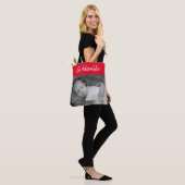 Schattige edel baby, rode en witte foto's tote bag (Op model)