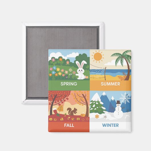 Schattige & educatief 4 seizoenen ontwerp magneet (Voorkant / Achterkant)