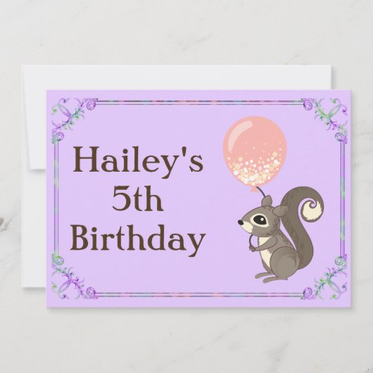 Schattige eekhoorn Birthday Uitnodigen Kaart (Voorkant)