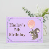 Schattige eekhoorn Birthday Uitnodigen Kaart (Staand voorkant)