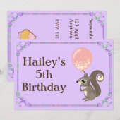 Schattige eekhoorn Birthday Uitnodigen Kaart (Voorkant / Achterkant)