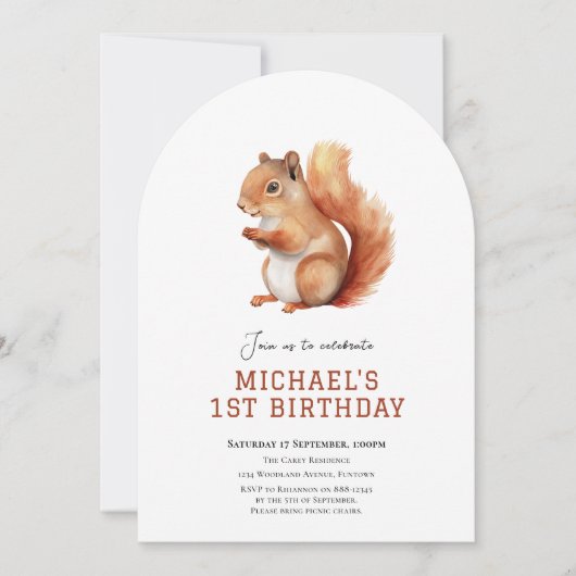 Schattige Eekhoorn bos verjaardagsuitnodiging Kaart (Voorkant)