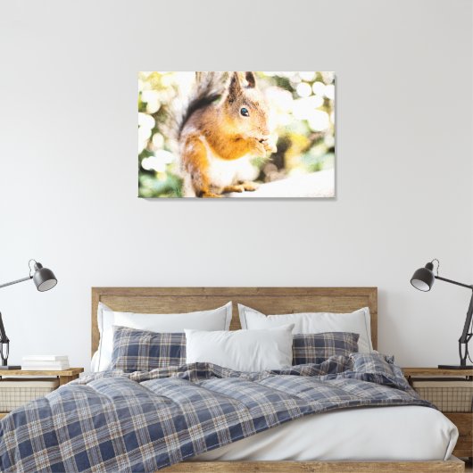 Schattige eekhoorn canvas afdruk (Insitu (Slaapkamer))