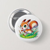 Schattige eekhoorn die door een veld loopt ronde button 5,7 cm (Voorkant /achterkant)