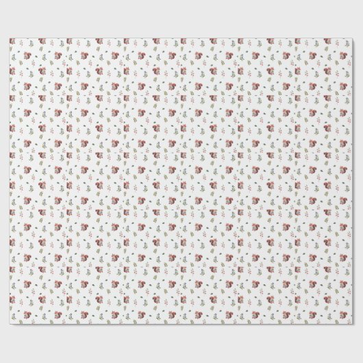 Schattige eekhoorn en bosbessen patroon cadeaupapier (Vlak)