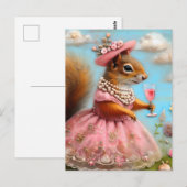 Schattige eekhoorn in een roze jurk briefkaart (Voorkant / Achterkant)