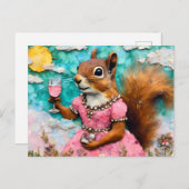 Schattige eekhoorn in een roze jurk briefkaart (Voorkant / Achterkant)