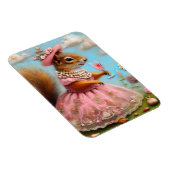 Schattige eekhoorn in een roze jurk magneet (Rechterzijde)