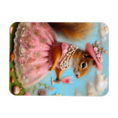 Schattige eekhoorn in een roze jurk magneet (Horizontaal)