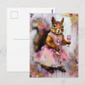 Schattige eekhoorn in een roze jurk met een Drink Briefkaart (Voorkant / Achterkant)