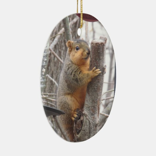 Schattige eekhoorn kerstfoto keramisch ornament (Rechts)