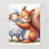 Schattige eekhoorn knuffelt een schaap briefkaart (Voorkant)
