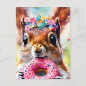 Schattige eekhoorn met een donut briefkaart (Voorkant)