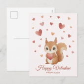 Schattige eekhoorn met hart Valentijnsdag Feestdagenkaart (Voorkant / Achterkant)
