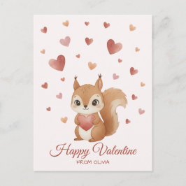 Schattige eekhoorn met hart Valentijnsdag Feestdagenkaart