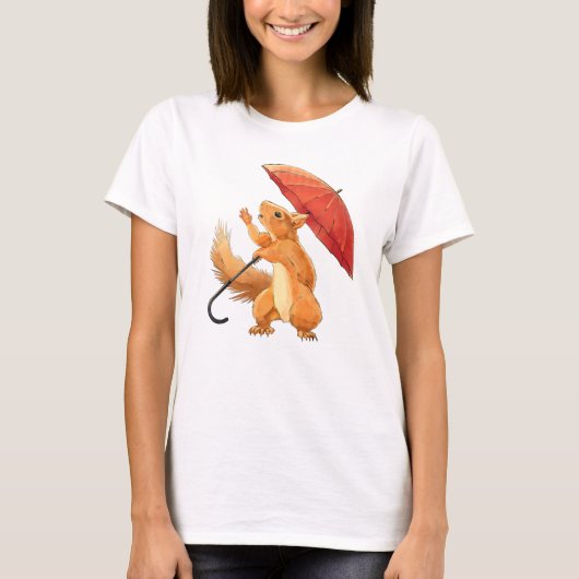 Schattige eekhoorn met paraplu t-shirt (Voorkant)