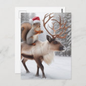 Schattige Eekhoorn Santa en het rendier Briefkaart (Voorkant / Achterkant)