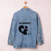 Schattige Eekhoorn Silhouet met Paarse Jewel Bow Denim Jacket (Hangar)