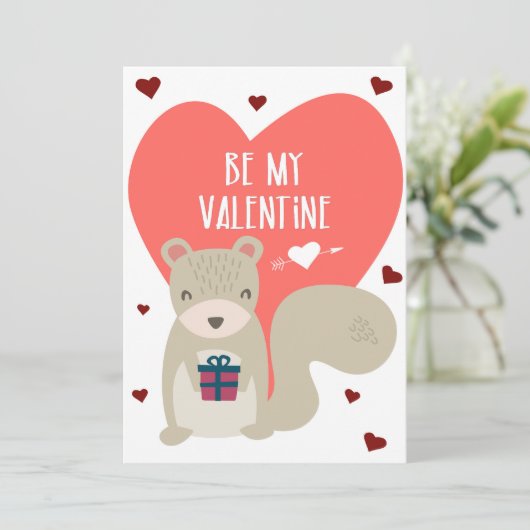 Schattige eekhoorn Valentijns groet Kaart (Staand voorkant)