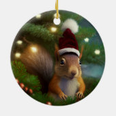 Schattige eekhoorn verstopt in een boomtak Custom Keramisch Ornament (Achterkant)