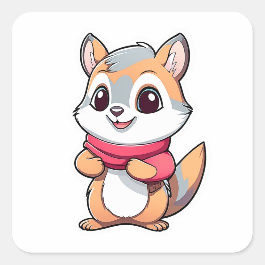 Schattige eekhoorn vierkante sticker (Voorkant)