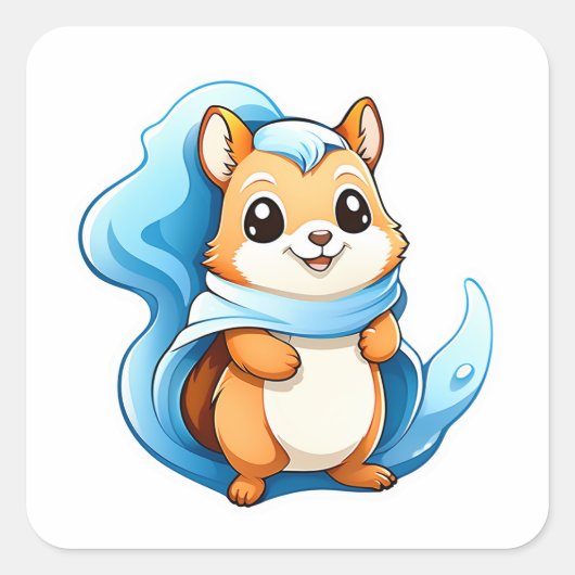 Schattige eekhoorn vierkante sticker (Voorkant)