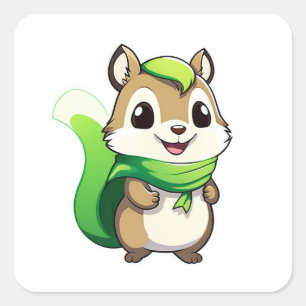 Schattige eekhoorn vierkante sticker