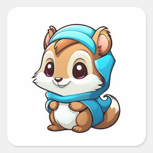 Schattige eekhoorn vierkante sticker (Voorkant)