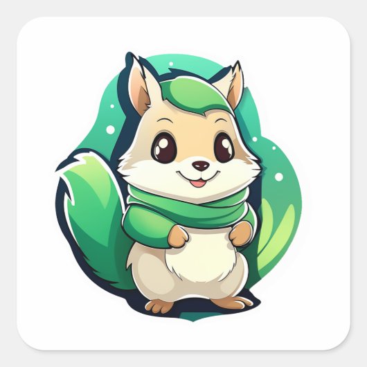 Schattige eekhoorn vierkante sticker (Voorkant)