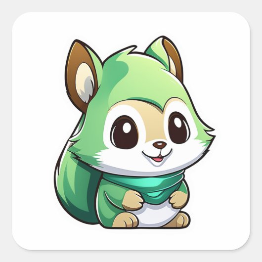 Schattige eekhoorn vierkante sticker (Voorkant)