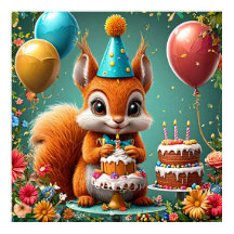 Schattige eekhoorn viert verjaardag