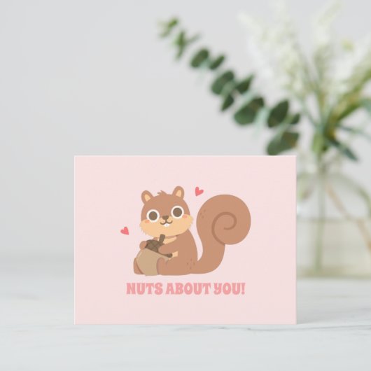 Schattige eekhoornnoten over jou Funny Valentines  Briefkaart (Staand voorkant)