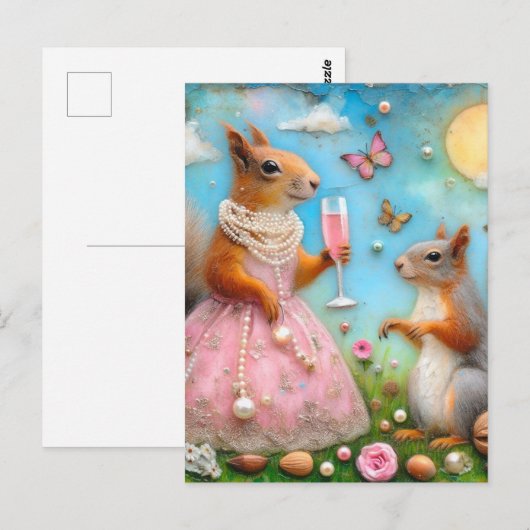 Schattige eekhoorns op een picknick briefkaart (Voorkant / Achterkant)