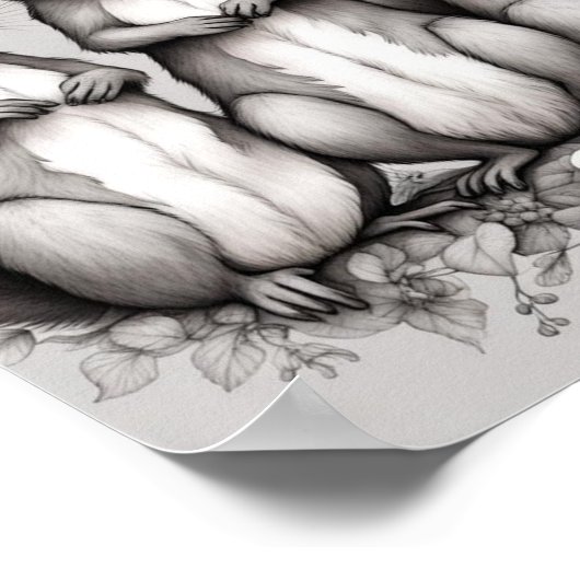 Schattige eekhoorns poster (Hoek)