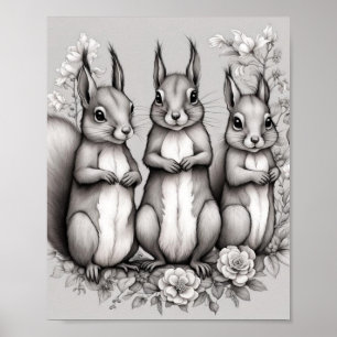 Schattige eekhoorns poster