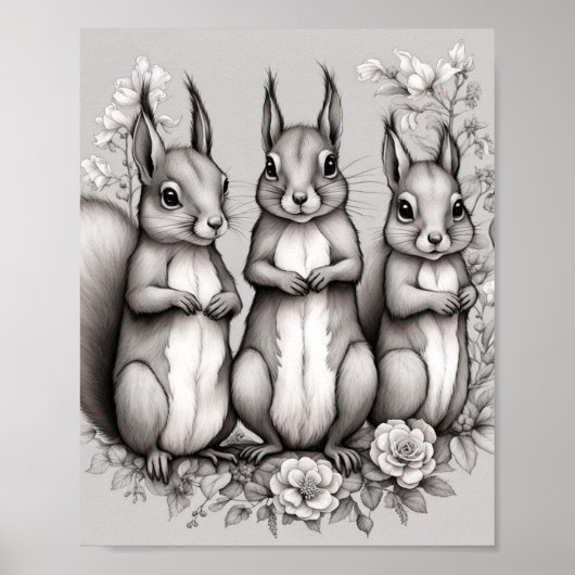 Schattige eekhoorns poster (Voorkant)