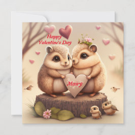 Schattige eekhoorns verliefd kaart