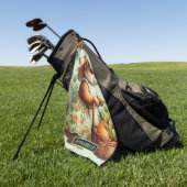 Schattige Eekhoornschilderij Golfhanddoek (Groen)