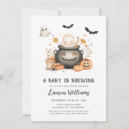 Schattige Een Baby Brouwt Halloween Baby shower Kaart (Voorkant)