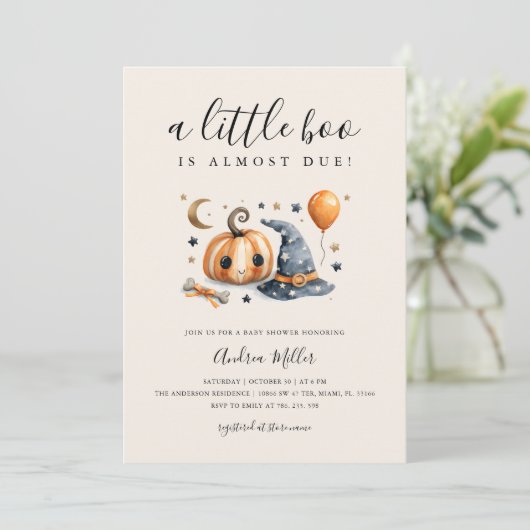 Schattige een beetje Boo Halloween Baby shower Kaart (Staand voorkant)