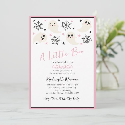 Schattige Een beetje Boo Halloween Baby shower Uit Kaart (Staand voorkant)